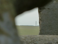 Close up view through the notch as seen from inside Stonehenge.