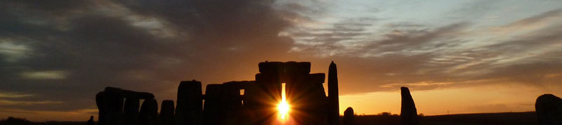 Sun rising at Stonehenge on the morning of the winter solstice.